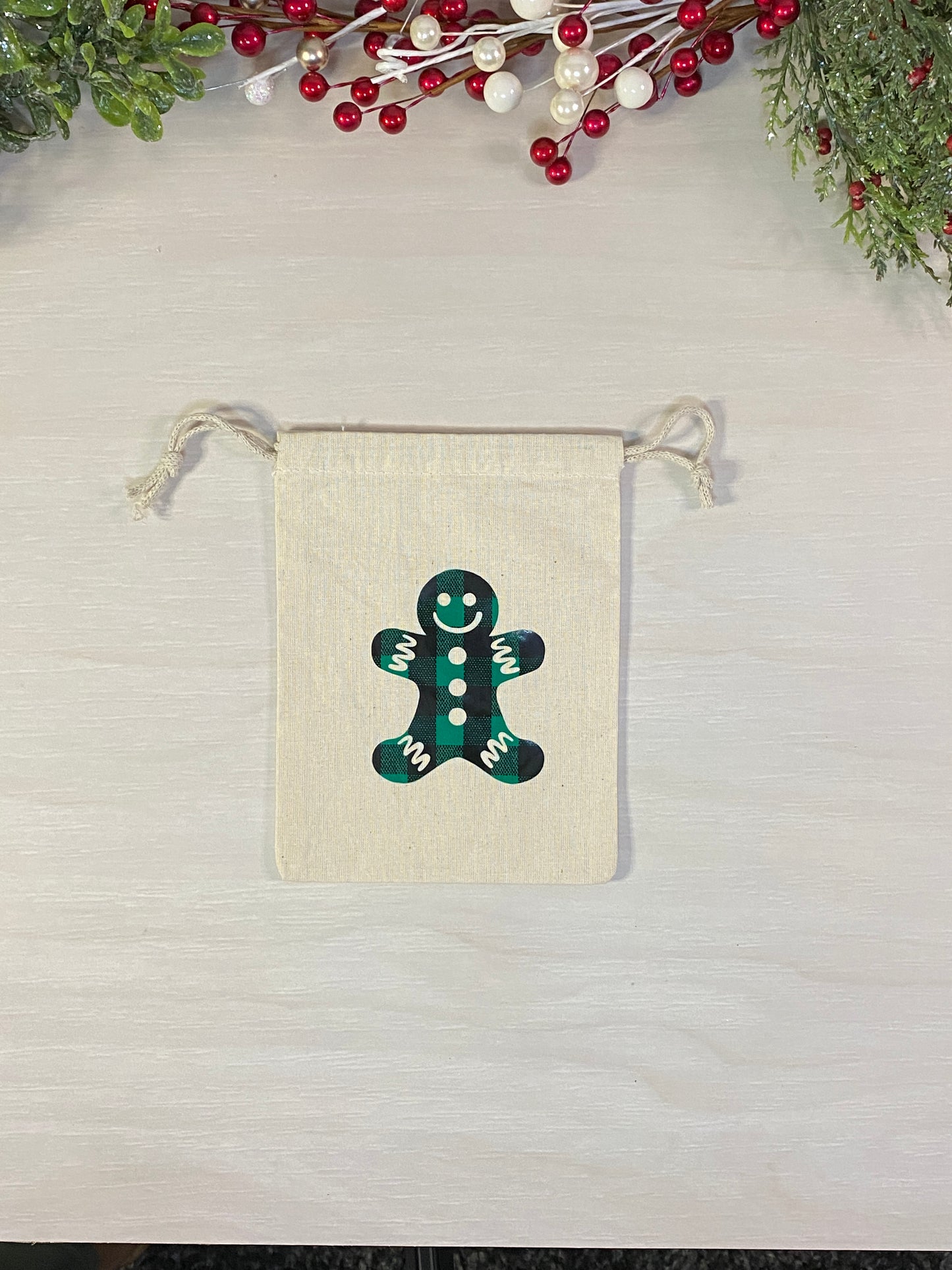 Sac cadeau réutilisable - motif de Noël vert et noir