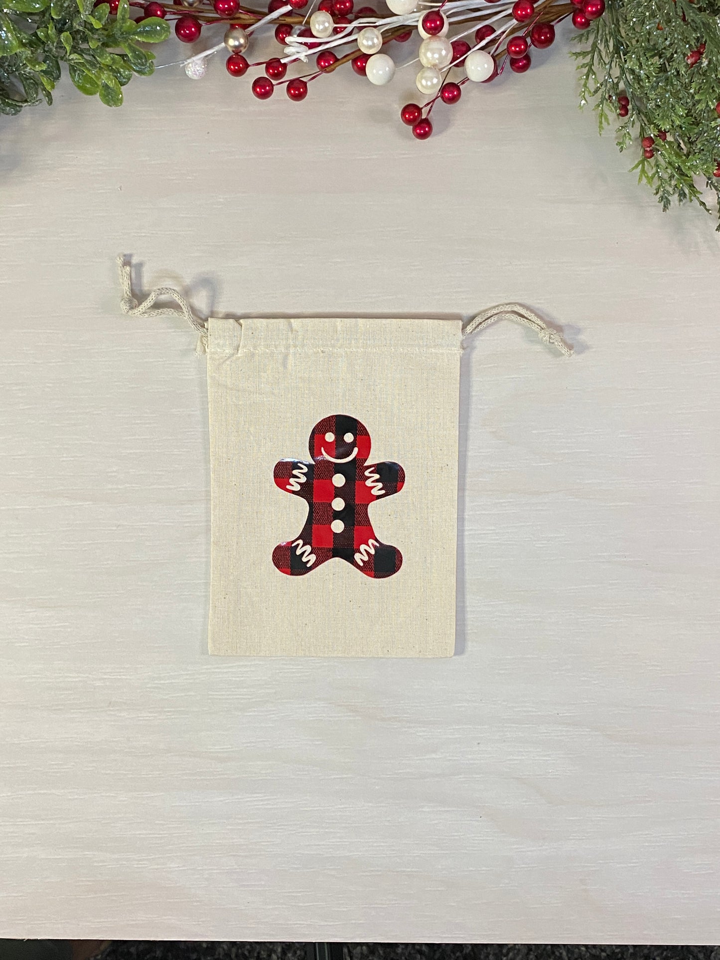 Sac cadeau réutilisable - motif de Noël rouge et noir